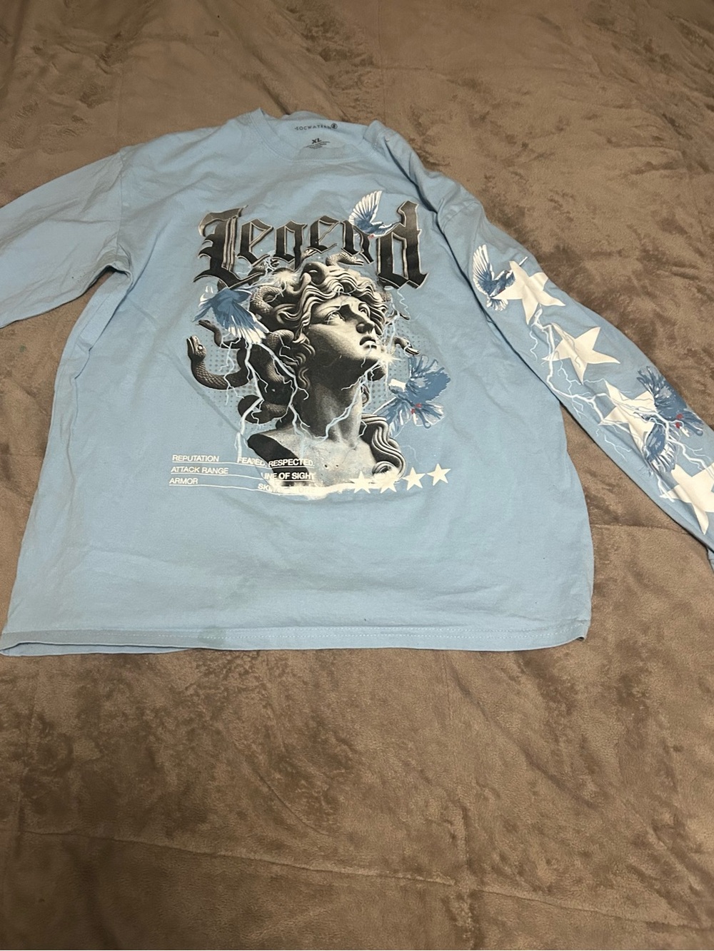 SOCWATEES “Legend” Graphic Long Sleeve T-Shirt – Light Blue – Men’s XL